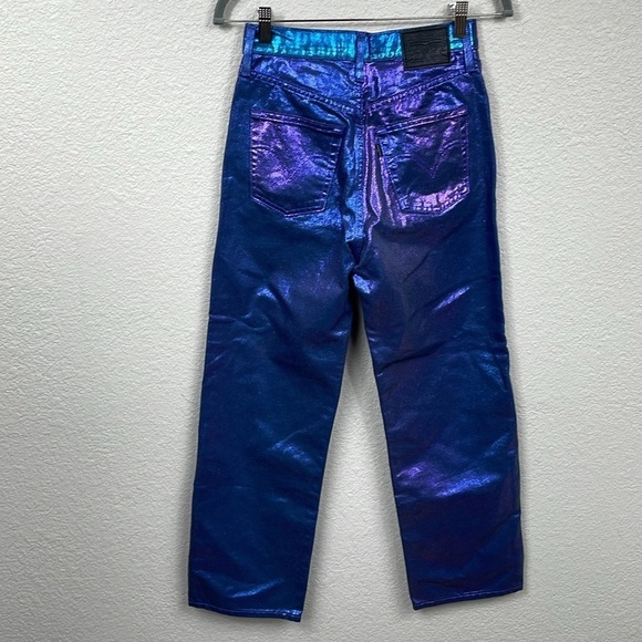 New Levis Shine Ribcage Straight Ankle Jeans Candy Coated Purple Iridescent 25 - Picture 7 of 17